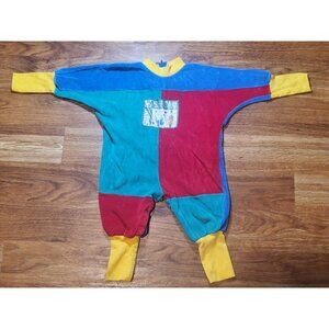 Vtge Infant Size 12 M Brights Creek Color Block Velour Jumper